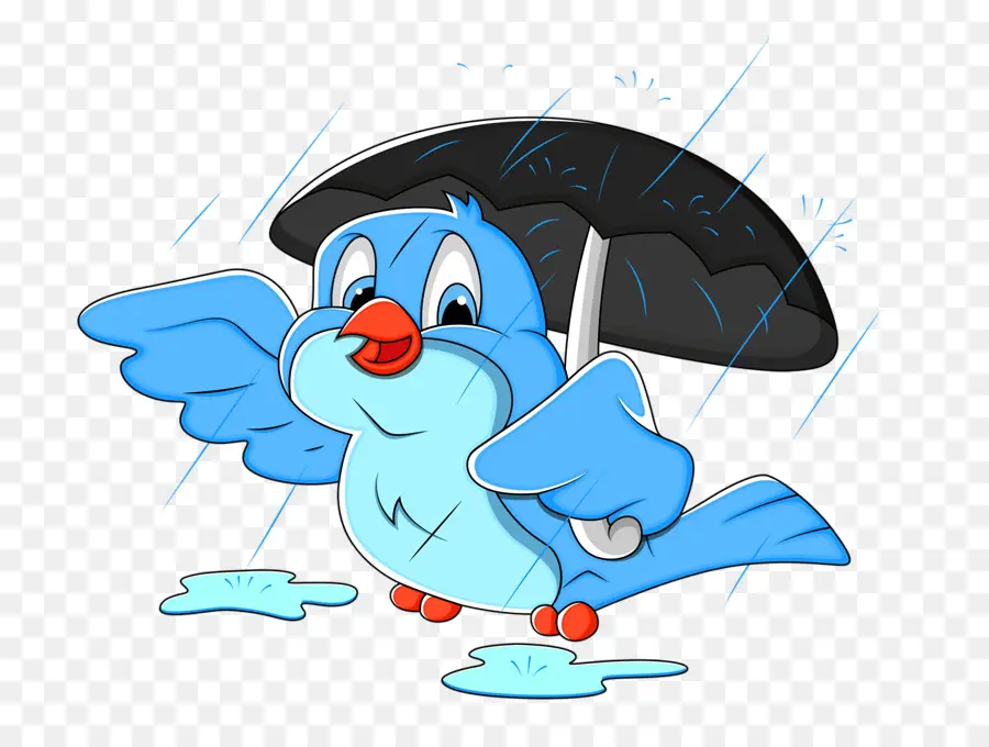 Pássaro Azul，Guarda Chuva PNG