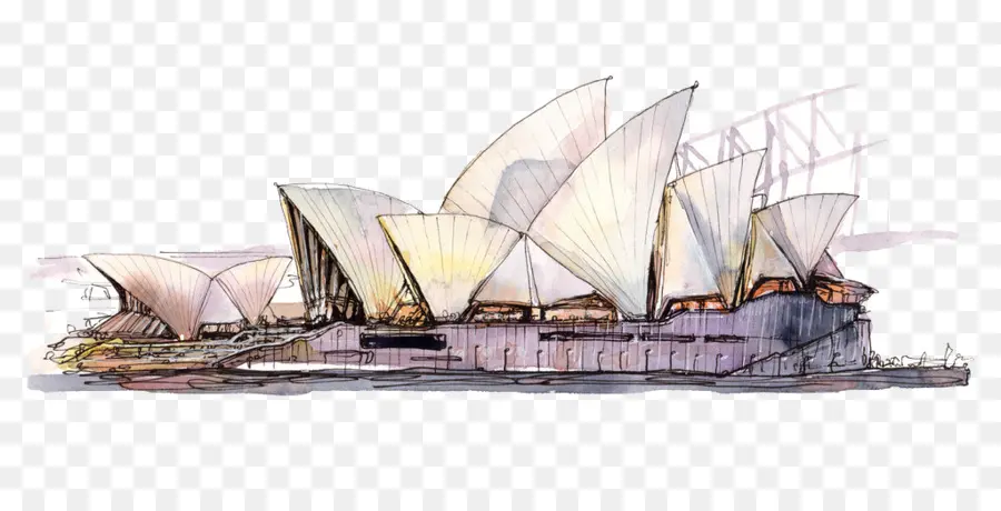 Sydney Opera House，Pintura Em Aquarela PNG