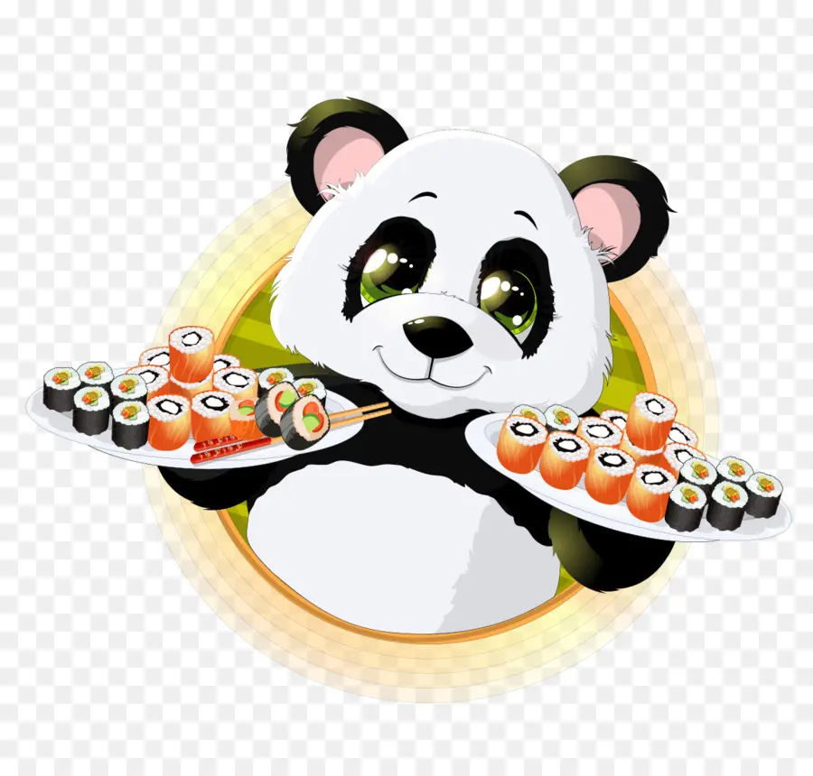 Panda Com Sushi，Comida PNG