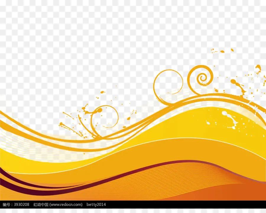 Ondas Abstratas，Amarelo PNG