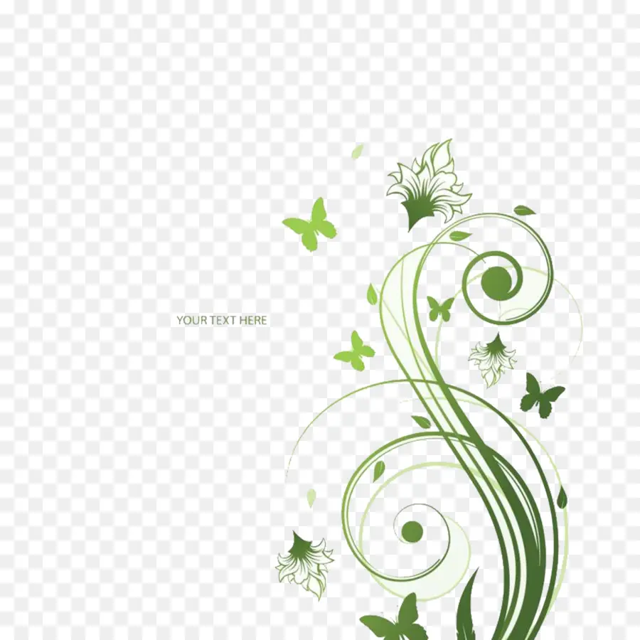 Desenho Floral，Verde PNG