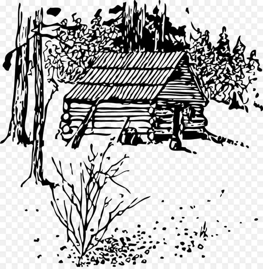 Log Cabin，Preto E Branco PNG