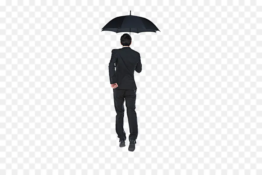 Homem Com Guarda Chuva，Terno Preto PNG