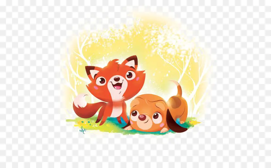 Raposa E Cachorro，Desenho Animado PNG