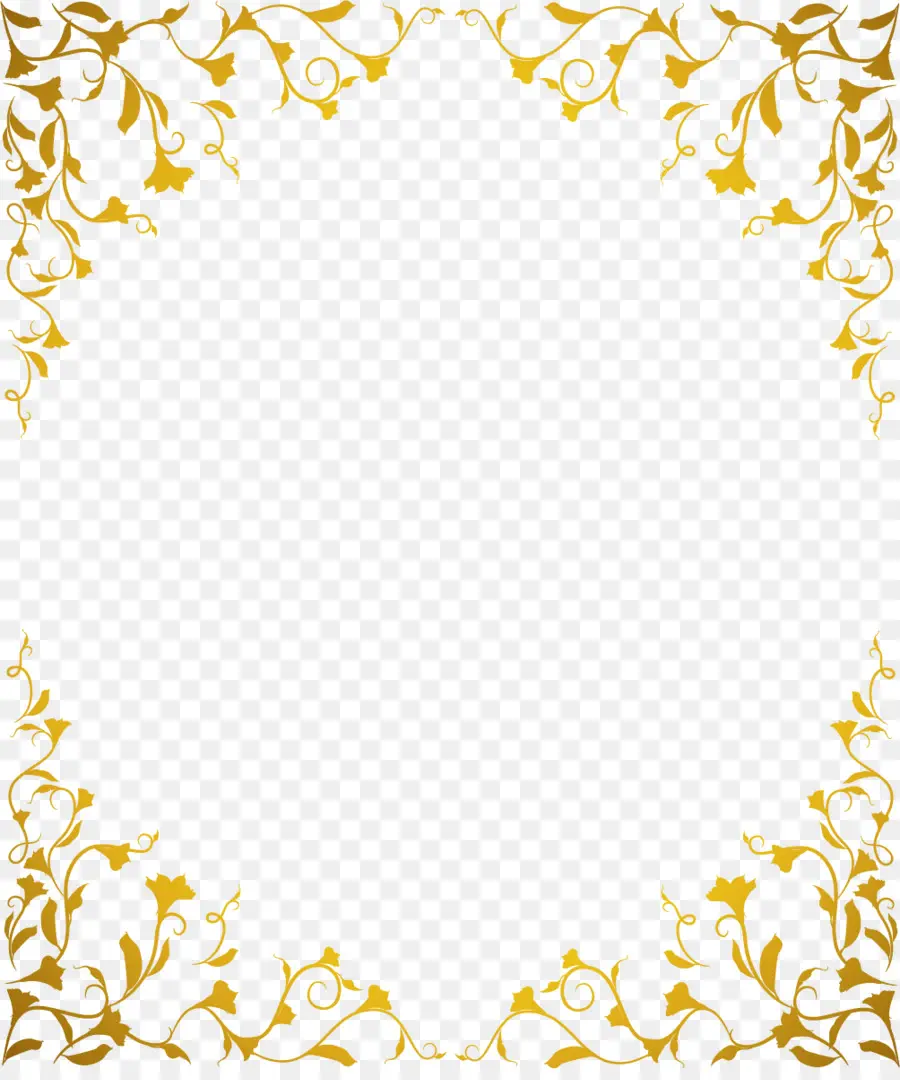 Moldura Floral Dourada，Decorativo PNG