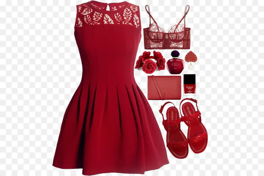 Vestido Vermelho，Moda PNG