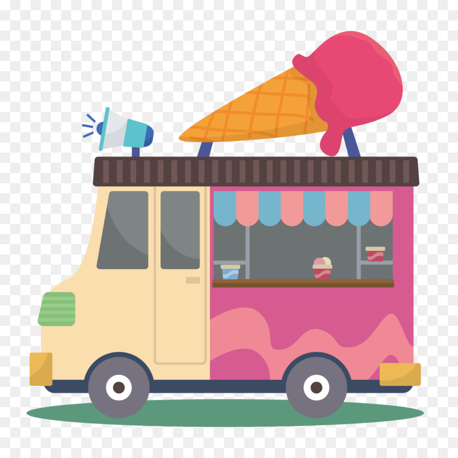 Caminhão de veículo dos desenhos animados, caminhão de sorvete doce dos  desenhos animados, personagem de desenho animado, carro compacto, van png