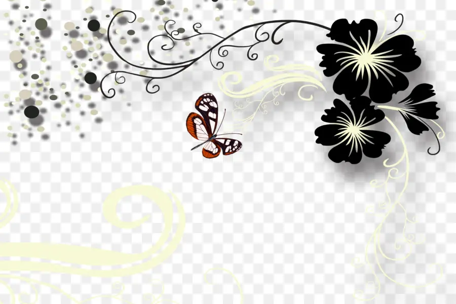 Borboleta E Flores Pretas，Borboleta PNG