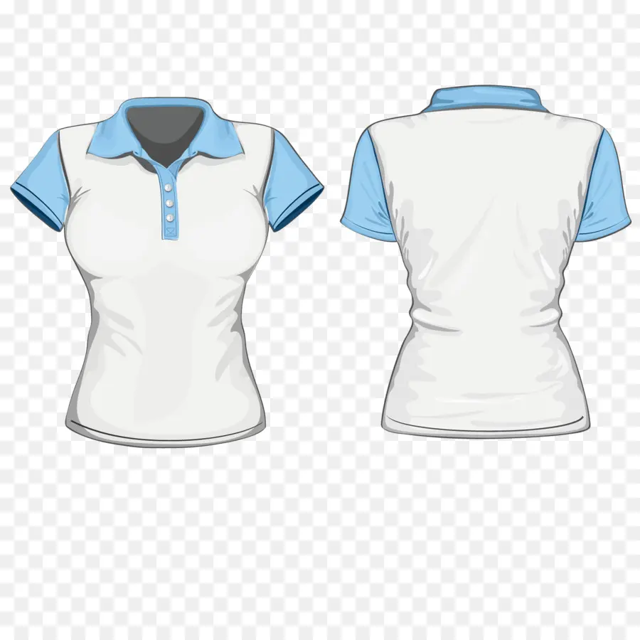 Camisa Pólo，Mangas Azuis PNG