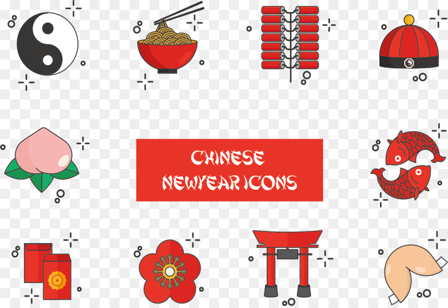 Ícones Do Ano Novo Chinês，Vermelho PNG