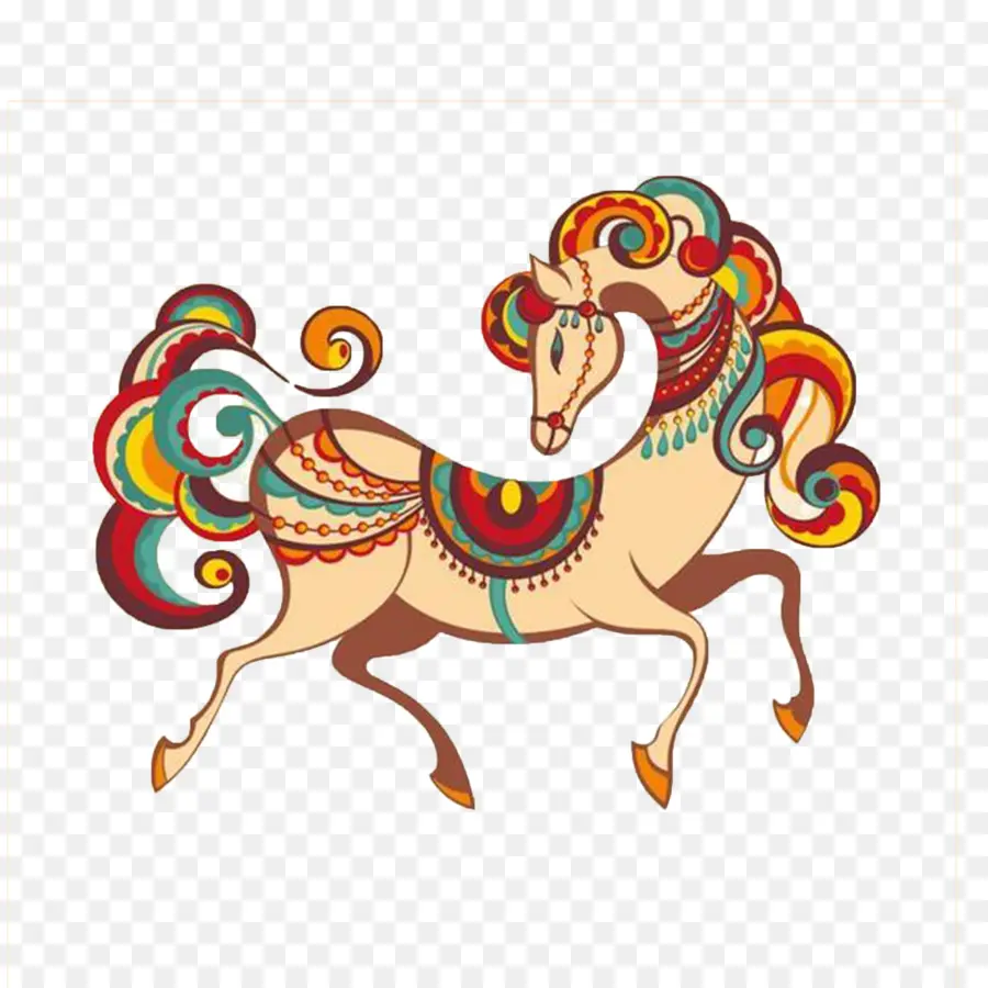 Cavalo Colorido，Decorativo PNG