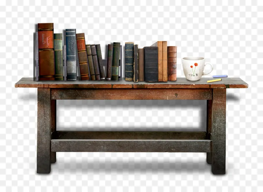 Livros E Caneca，Mesa PNG