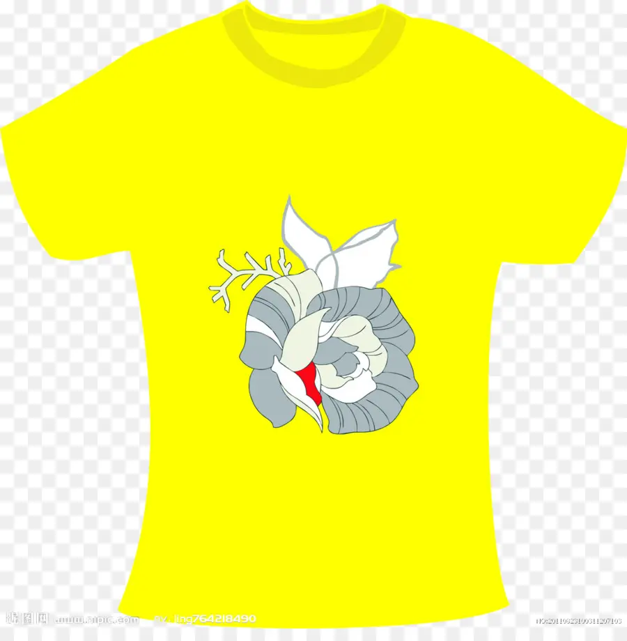 Camiseta Amarela，Desenho De Flores PNG