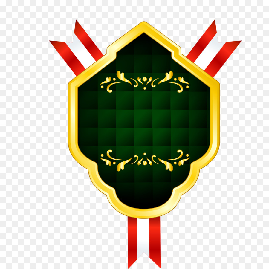 Escudo Verde E Dourado，Fita PNG