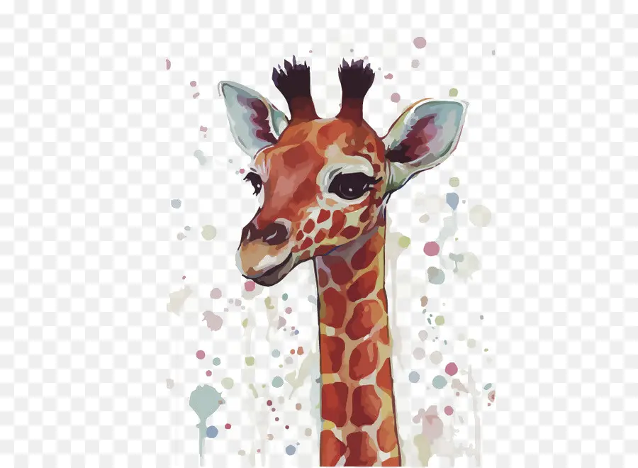 Girafa，Aquarela Animais PNG