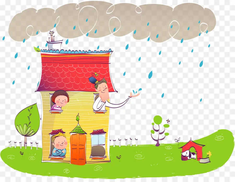 Casa Fofa De Doodle，Chuva PNG