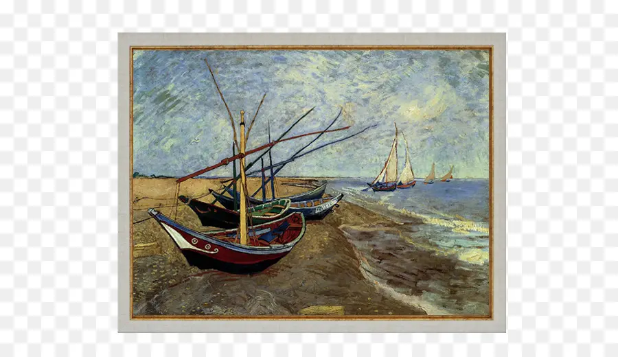 O Museu Van Gogh，Barcos De Pesca Na Praia De Saintesmaries PNG