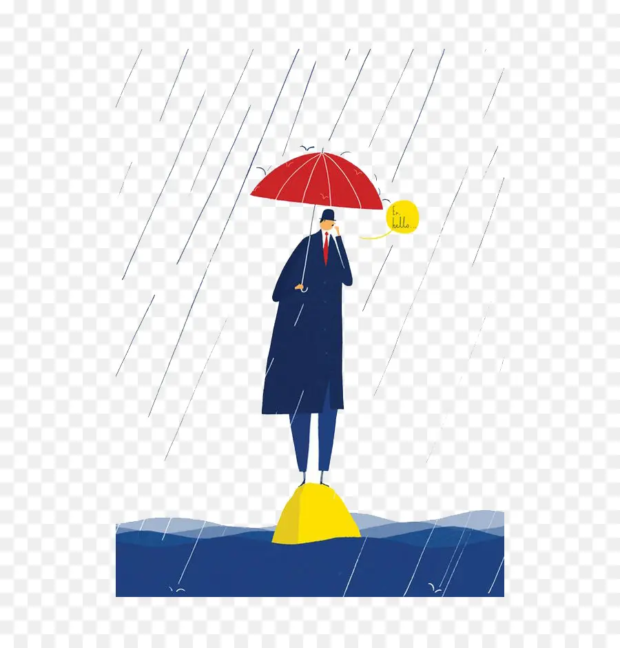 Homem Com Guarda Chuva Vermelho，Chuva PNG