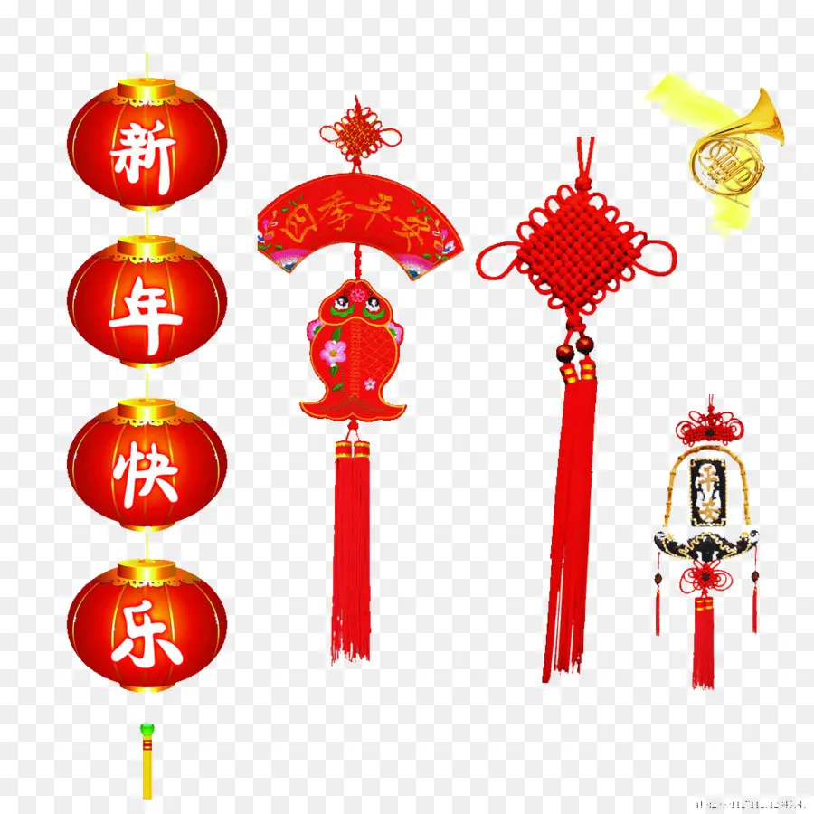 Decorações Chinesas，Vermelho PNG