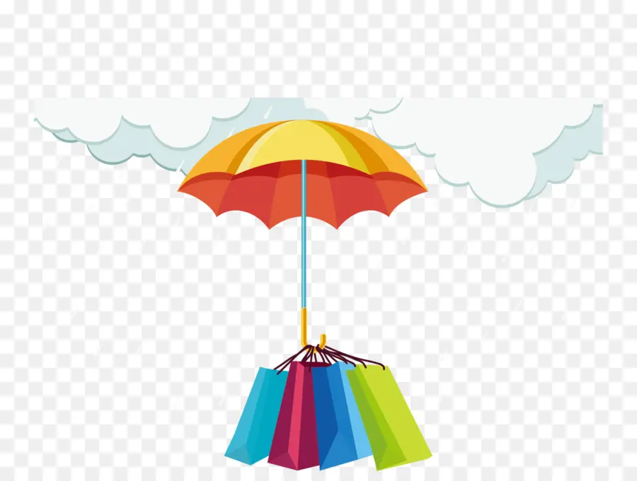 Guarda Chuva Com Sacolas De Compras，Colorido PNG