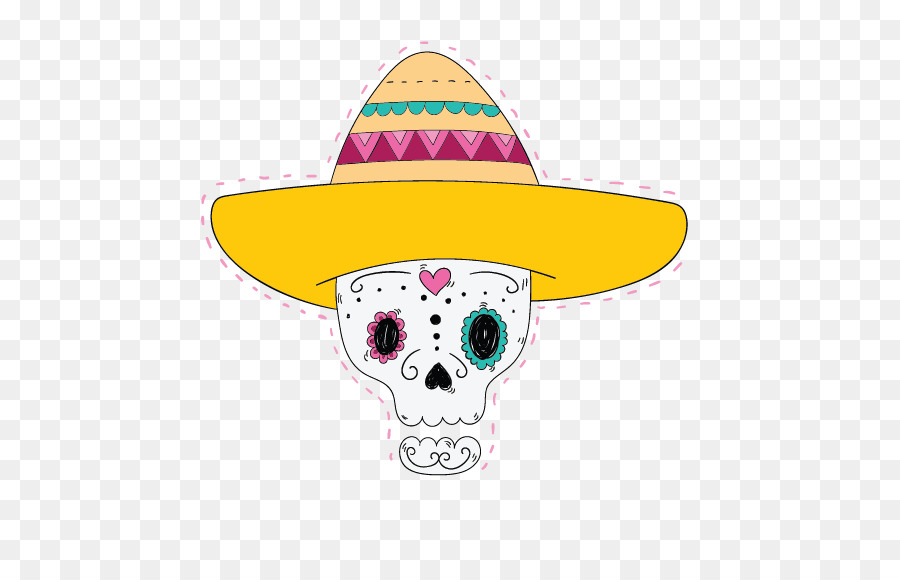 Crânio Colorido，Sombrero PNG