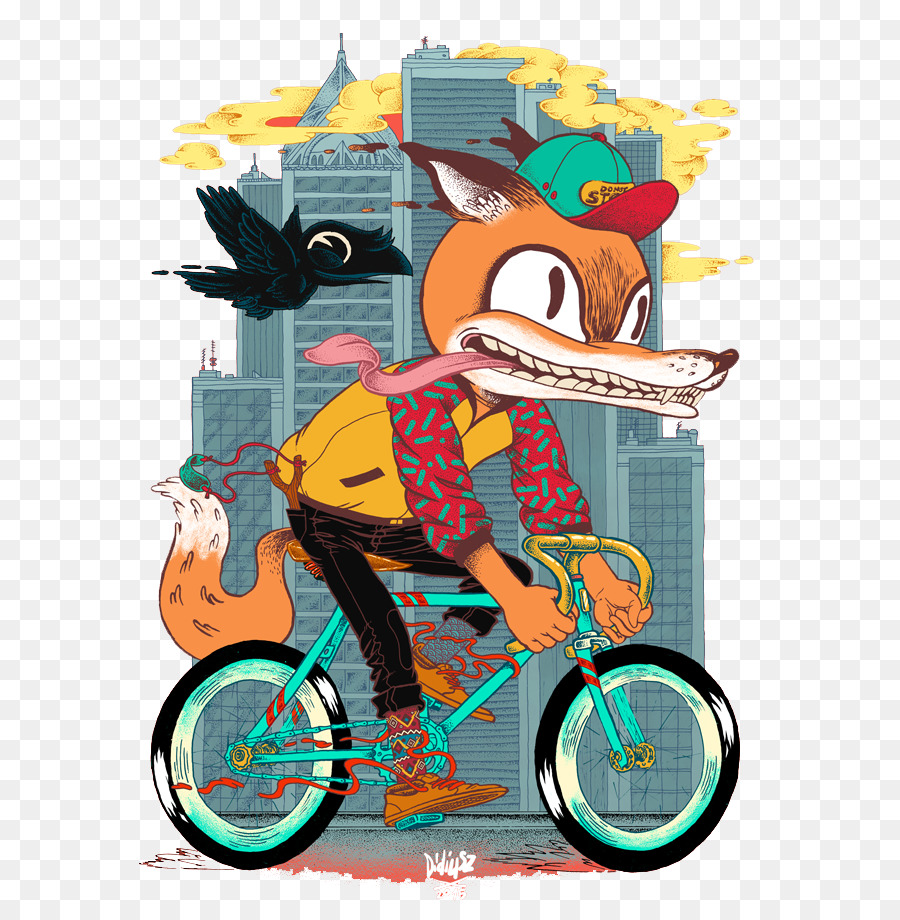 Raposa De Bicicleta，Paisagem Urbana PNG