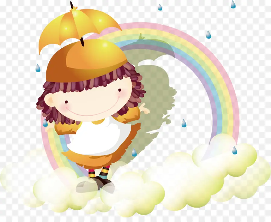 Menina Com Guarda Chuva，Arco íris PNG