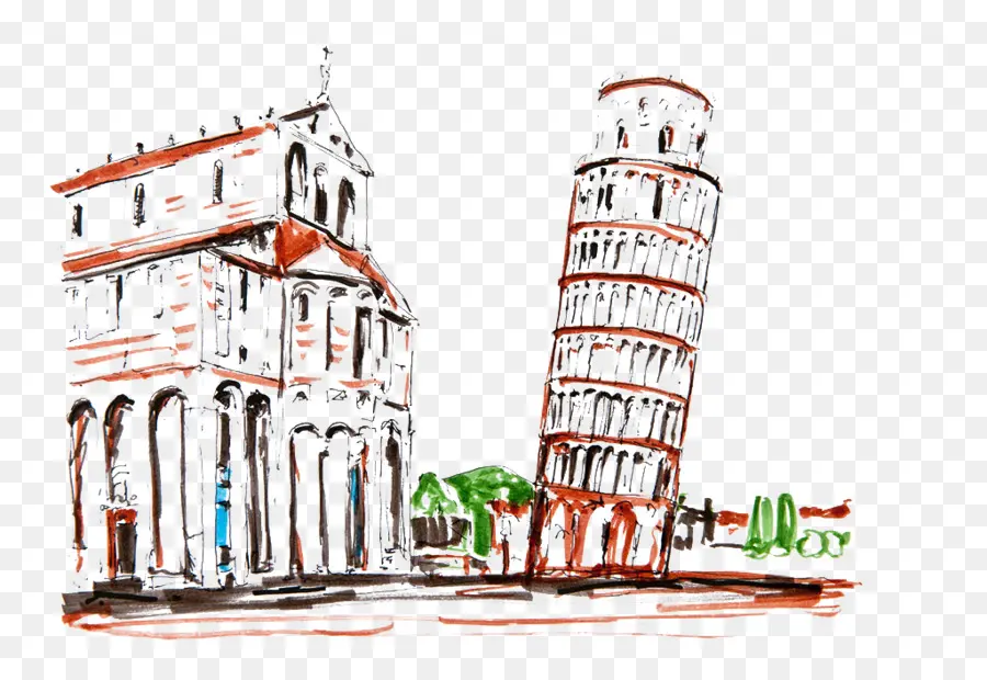 Torre Inclinada De Pisa，Desenho Itália PNG