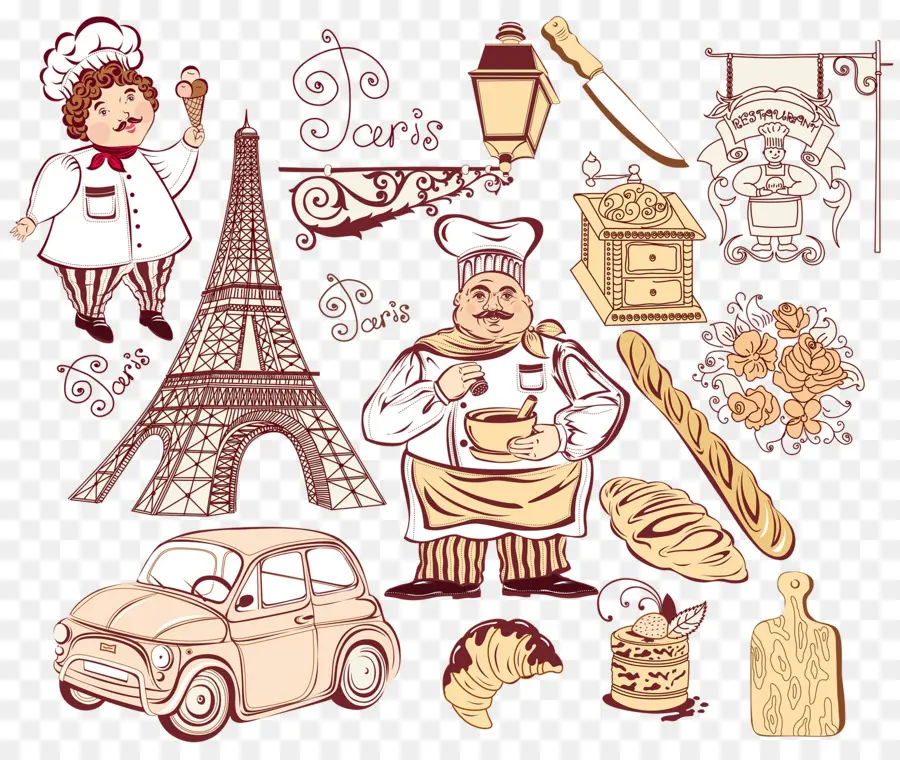 Doodles De Paris，Torre Eiffel PNG