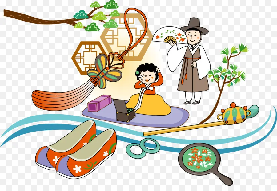 Ilustração Tradicional Coreana，Coreano PNG