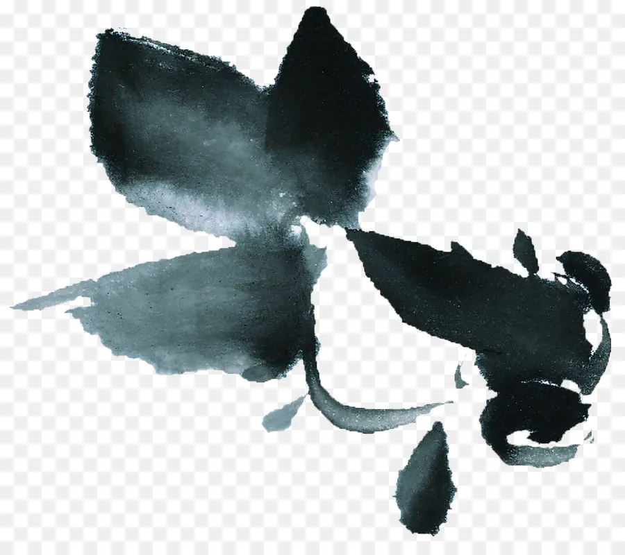 Flor De Tinta Preta，Preto PNG