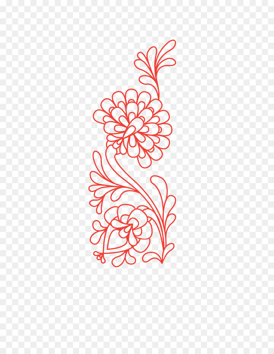 Desenho Floral Vermelho，Flor PNG