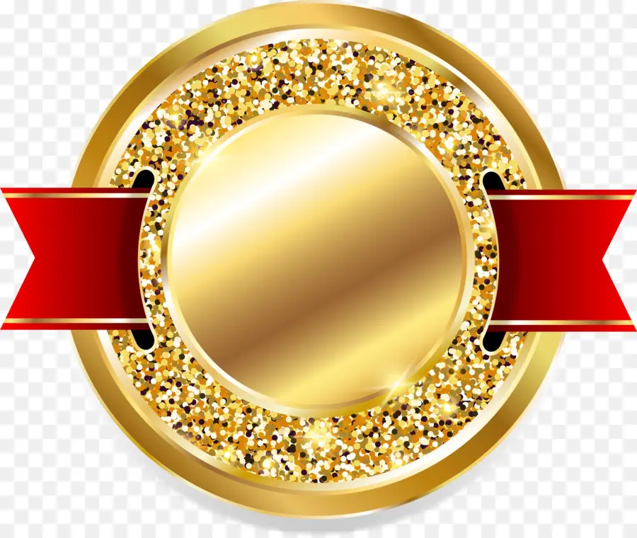 Distintivo De Ouro，Fita Vermelha PNG