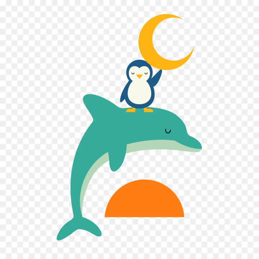 Pinguim E Golfinho，Lua PNG