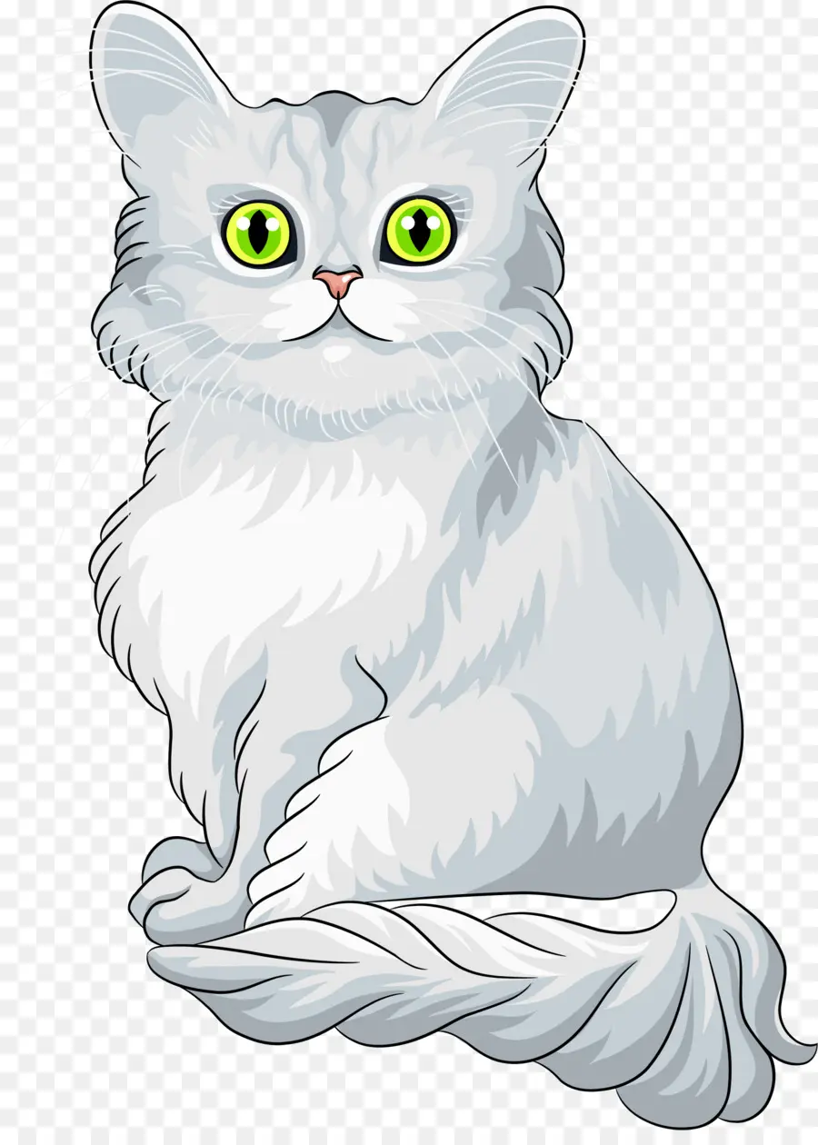 Gato De Desenho Animado Branco，Bonitinho PNG