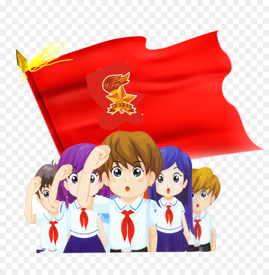 Crianças Com Bandeira Vermelha，Grupo PNG