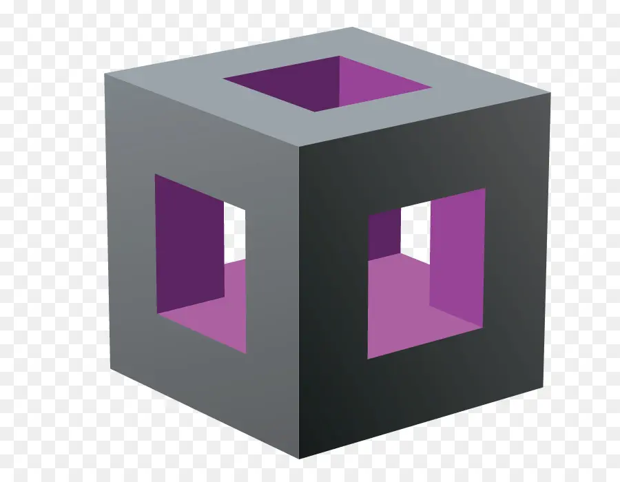 Cubo Cinza E Roxo，Geométrico PNG