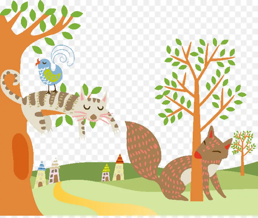 Raposa E Gato，Floresta PNG