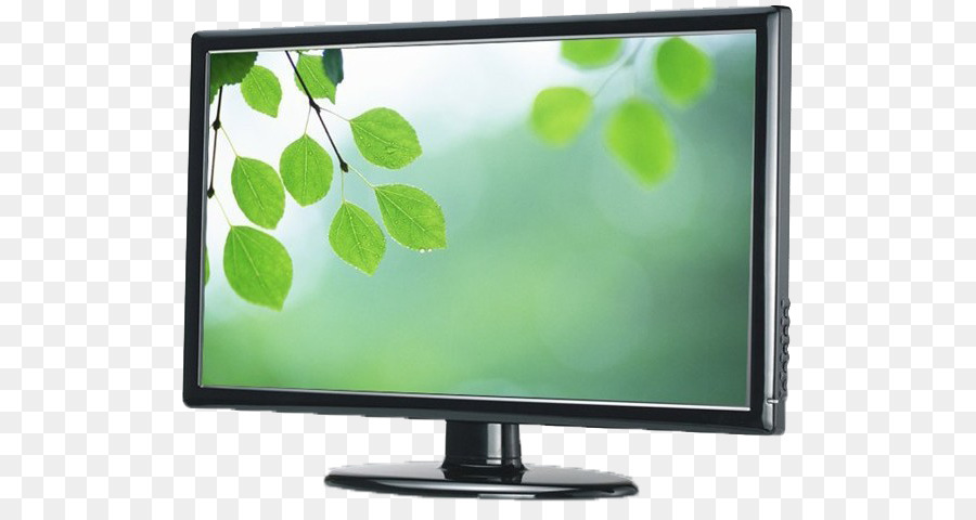 Monitorar Com Folhas Verdes，Tela PNG