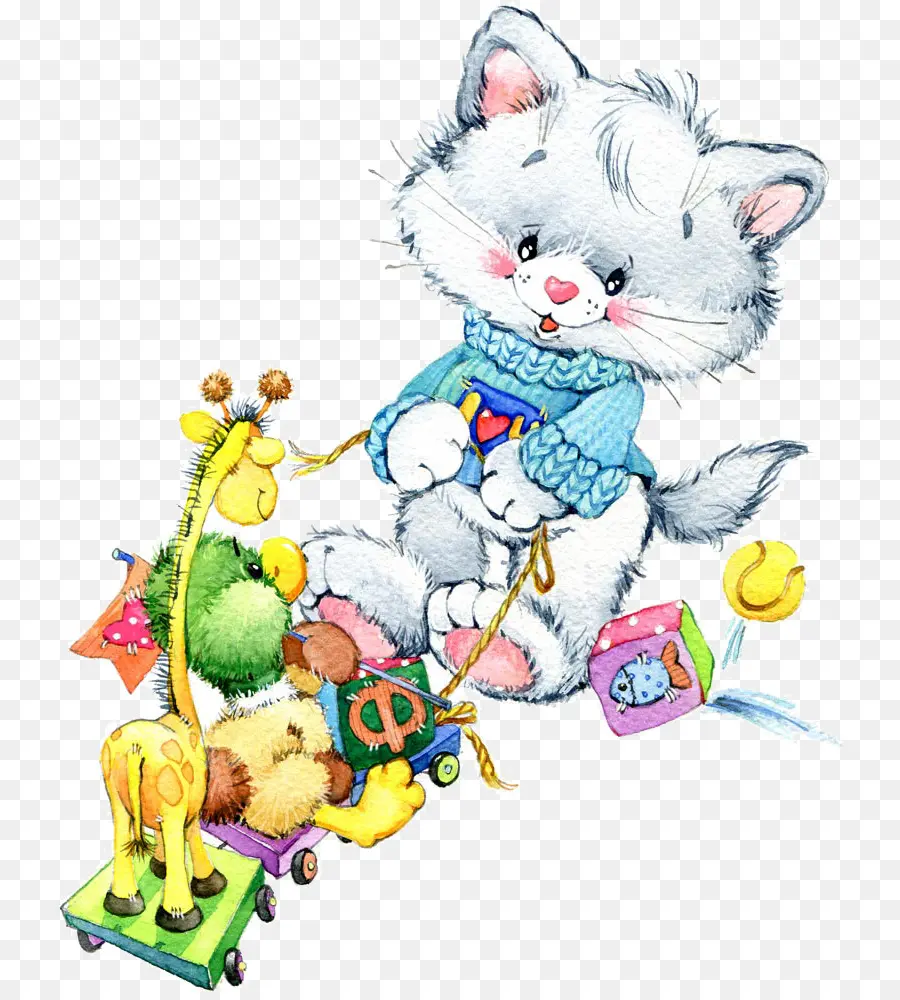 Gatinho Com Brinquedos，Brinquedos De Pelúcia PNG