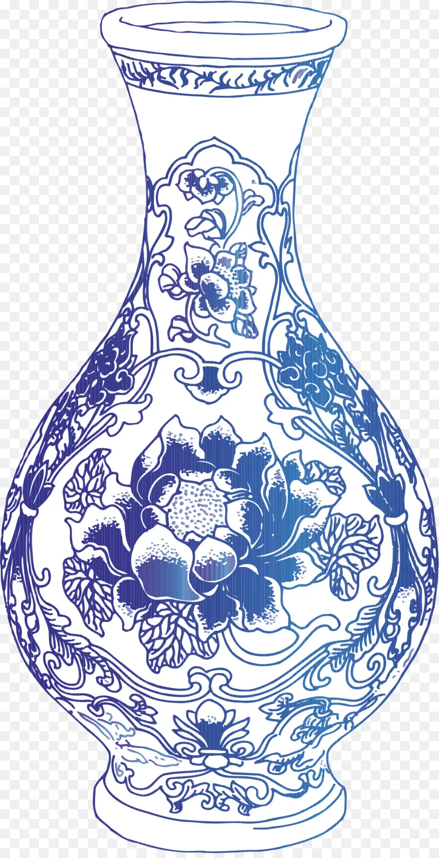 Vaso Floral Azul，Cerâmica PNG