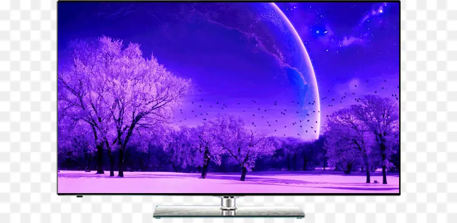 Tv Com Paisagem Roxa，Televisão PNG