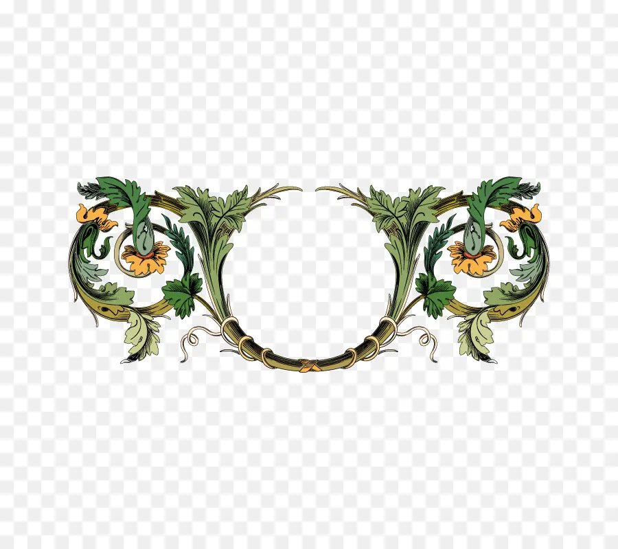 Ornamento Floral Vintage，Folhas PNG