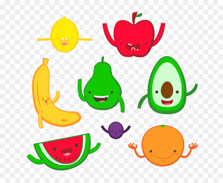 6 Desenhos Animados Bonitos Vegetais E Frutas Decorações PNG