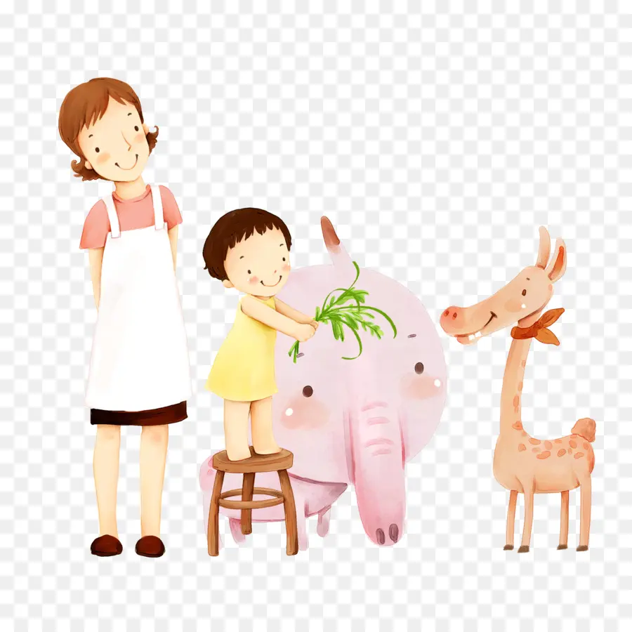 Mãe E Filho Com Animais，Mãe PNG