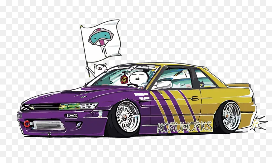 Carro Roxo E Amarelo，Bandeira PNG