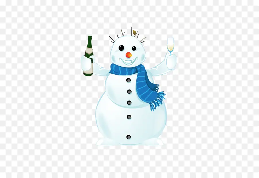 Boneco De Neve Com Champanhe，Garrafa PNG