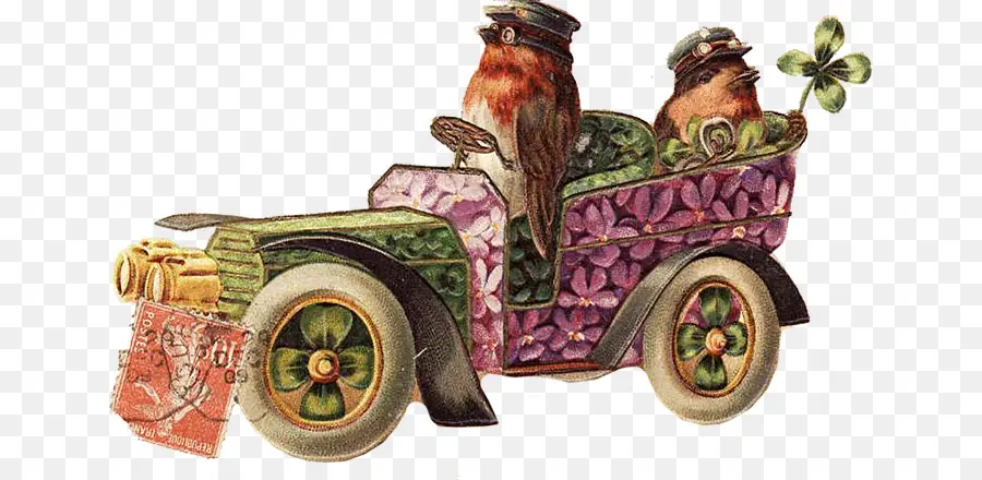 Pássaros No Carro，Vintage PNG