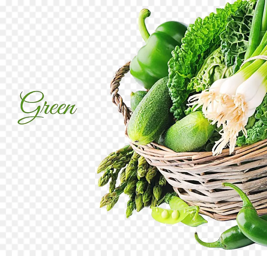 Cesta De Legumes Verdes，Fresco PNG