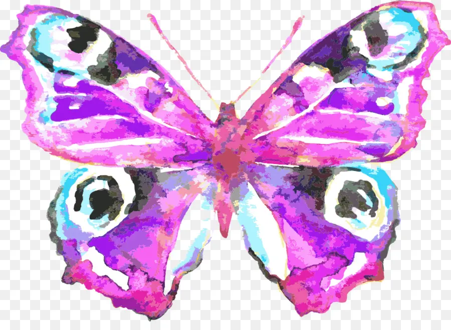 Borboleta，Pintura Em Aquarela PNG